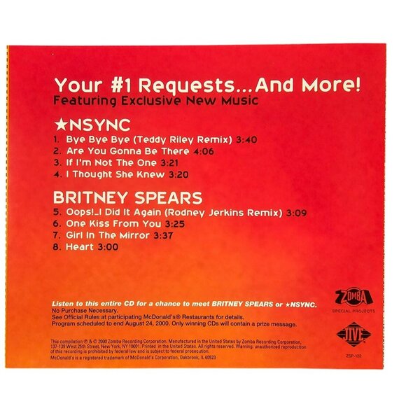 Nsync & Britney Spears CD, Featuring Exclusive Remixes & Hits From 90s 37538cd - Picture 2 of 2